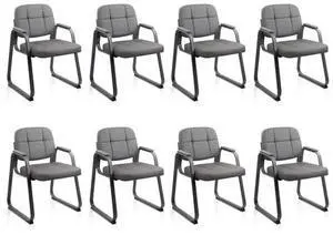 CLATINA Reception Chairs Set of 8, Leather Guest Chairs with Padded Arms and Sled Base, Waiting Room Chair No Wheels, Computer Desk Chair for Office, Home, Break Conference Meeting Room, School, Grey CLATINA Reception Chairs Set of 8, Leather Guest Chairs with Padded Arms and Sled Base, Waiting Room Chair No Wheels, Computer Desk Chair for Office, Home, Break Conference Meeting Room, School, Grey