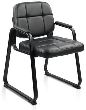 CLATINA Reception Waiting Room Chair No Wheels, Leather Guest Chair with Padded Arms and Sled Base, Computer Desk Chair for Office, Home, Break Conference Lobby, School, Black CLATINA Reception Waiting Room Chair No Wheels, Leather Guest Chair with Padded Arms and Sled Base, Computer Desk Chair for Office, Home, Break Conference Lobby, School, Black