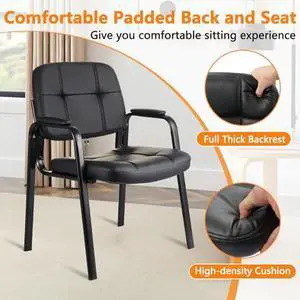 CLATINA Waiting Room Chairs No Wheels Set of 8, Stationary Leather Office Reception Guest Chair with Padded Arms for Elderly Desk Conference Room Lobby Table Side Salon CLATINA Waiting Room Chairs No Wheels Set of 8, Stationary Leather Office Reception Guest Chair with Padded Arms for Elderly Desk Conference Room Lobby Table Side Salon