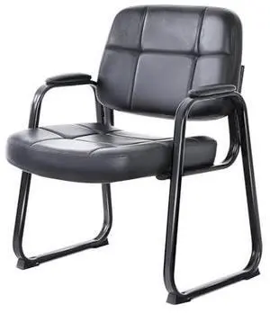 CLATINA Big and Tall 500 lbs Office Guest Chair with Sled Base, Leather Waiting Room Reception Chair No Wheels with Padded Arms for Elderly Home Meeting Conference Room Lobby Side Salon, Black 1 PK CLATINA Big and Tall 500 lbs Office Guest Chair with Sled Base, Leather Waiting Room Reception Chair No Wheels with Padded Arms for Elderly Home Meeting Conference Room Lobby Side Salon, Black 1 PK