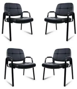 CLATINA Big and Tall 400 lbs Office Guest Chair, Leather Waiting Room Reception Chair No Wheels with Padded Arms for Elderly Home Meeting Conference Room Lobby Side Salon Clinic, Black 4 PK CLATINA Big and Tall 400 lbs Office Guest Chair, Leather Waiting Room Reception Chair No Wheels with Padded Arms for Elderly Home Meeting Conference Room Lobby Side Salon Clinic, Black 4 PK