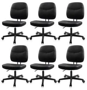 CLATINA Armless Home Office Desk Chair, Leather Ergonomic Chair with Lumbar Support, Adjustable Height Swivel Rolling Computer Task Chair with Wheels for Office, Study, Game, Black, 6pk CLATINA Armless Home Office Desk Chair, Leather Ergonomic Chair with Lumbar Support, Adjustable Height Swivel Rolling Computer Task Chair with Wheels for Office, Study, Game, Black, 6pk