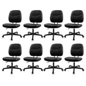 CLATINA Armless Home Office Desk Chair, Leather Ergonomic Chair with Lumbar Support, Adjustable Height Swivel Rolling Computer Task Chair with Wheels for Office, Study, Game, Black, 8pk CLATINA Armless Home Office Desk Chair, Leather Ergonomic Chair with Lumbar Support, Adjustable Height Swivel Rolling Computer Task Chair with Wheels for Office, Study, Game, Black, 8pk