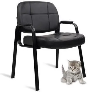 CLATINA Big and Tall 400 lbs Office Guest Chair, Leather Waiting Room Reception Chair No Wheels with Padded Arms for Elderly Home Meeting Conference Room Lobby Side Salon Clinic, Black 1 PK CLATINA Big and Tall 400 lbs Office Guest Chair, Leather Waiting Room Reception Chair No Wheels with Padded Arms for Elderly Home Meeting Conference Room Lobby Side Salon Clinic, Black 1 PK