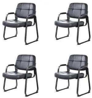 CLATINA Big and Tall 500 lbs Office Guest Chair with Sled Base, Leather Waiting Room Reception Chair No Wheels with Padded Arms for Elderly Home Meeting Conference Room Lobby Side Salon, Black 4 PK CLATINA Big and Tall 500 lbs Office Guest Chair with Sled Base, Leather Waiting Room Reception Chair No Wheels with Padded Arms for Elderly Home Meeting Conference Room Lobby Side Salon, Black 4 PK