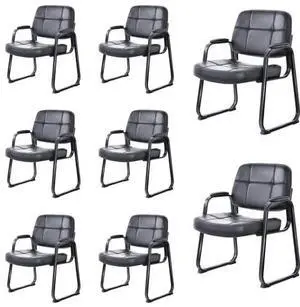 CLATINA Big and Tall 500 lbs Office Guest Chair with Sled Base, Leather Waiting Room Reception Chair No Wheels with Padded Arms for Elderly Home Meeting Conference Room Lobby Side Salon, Black 8 PK CLATINA Big and Tall 500 lbs Office Guest Chair with Sled Base, Leather Waiting Room Reception Chair No Wheels with Padded Arms for Elderly Home Meeting Conference Room Lobby Side Salon, Black 8 PK