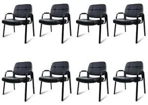 CLATINA Big and Tall 400 lbs Office Guest Chair, Leather Waiting Room Reception Chair No Wheels with Padded Arms for Elderly Home Meeting Conference Room Lobby Side Salon Clinic, Black 8 PK CLATINA Big and Tall 400 lbs Office Guest Chair, Leather Waiting Room Reception Chair No Wheels with Padded Arms for Elderly Home Meeting Conference Room Lobby Side Salon Clinic, Black 8 PK