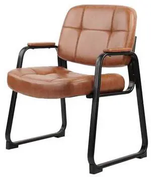 CLATINA Big and Tall 400 lbs Office Guest Chair with Sled Base, Leather Waiting Room Reception Chair No Wheels with Padded Arms for Elderly Home Meeting Conference Room Lobby Side Salon, Brown 1 PK CLATINA Big and Tall 400 lbs Office Guest Chair with Sled Base, Leather Waiting Room Reception Chair No Wheels with Padded Arms for Elderly Home Meeting Conference Room Lobby Side Salon, Brown 1 PK
