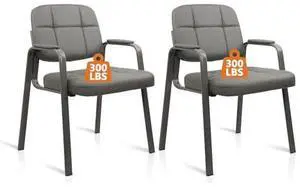 CLATINA Waiting Room Chairs No Wheels Set of 2, Stationary Leather Office Reception Guest Chair with Padded Arms for Elderly Desk Conference Room Lobby Table Side Salon, Grey CLATINA Waiting Room Chairs No Wheels Set of 2, Stationary Leather Office Reception Guest Chair with Padded Arms for Elderly Desk Conference Room Lobby Table Side Salon, Grey