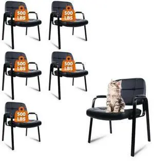 CLATINA Big and Tall 400 lbs Office Guest Chair, Leather Waiting Room Reception Chair No Wheels with Padded Arms for Elderly Home Meeting Conference Room Lobby Side Salon Clinic, Black 6 PK CLATINA Big and Tall 400 lbs Office Guest Chair, Leather Waiting Room Reception Chair No Wheels with Padded Arms for Elderly Home Meeting Conference Room Lobby Side Salon Clinic, Black 6 PK