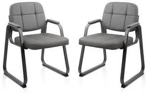 CLATINA Office Reception Guest Chair No Wheels, Leather Stationary Waiting Room Chairs with Padded Arms and Seld Base for Elderly Desk Conference Room Lobby Table Side Salon Grey 2 Pack CLATINA Office Reception Guest Chair No Wheels, Leather Stationary Waiting Room Chairs with Padded Arms and Seld Base for Elderly Desk Conference Room Lobby Table Side Salon Grey 2 Pack