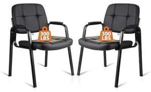 CLATINA Waiting Room Guest Chair, Leather Stationary Office Reception Chairs No Wheel, Comfy Padded Arms, for Conference Room Lobby Home Computer Desk Bedroom Elderly, Black 2 Pack CLATINA Waiting Room Guest Chair, Leather Stationary Office Reception Chairs No Wheel, Comfy Padded Arms, for Conference Room Lobby Home Computer Desk Bedroom Elderly, Black 2 Pack