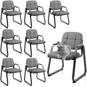 CLATINA Office Reception Guest Chair No Wheels, Leather Stationary Waiting Room Chairs with Padded Arms and Seld Base for Elderly Desk Conference Room Lobby Table Side Salon Grey 8 Pack CLATINA Office Reception Guest Chair No Wheels, Leather Stationary Waiting Room Chairs with Padded Arms and Seld Base for Elderly Desk Conference Room Lobby Table Side Salon Grey 8 Pack