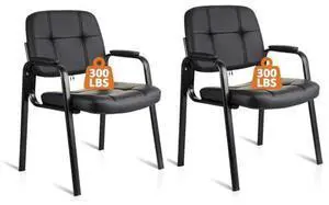 CLATINA Waiting Room Chairs No Wheels Set of 2, Stationary Leather Office Reception Guest Chair with Padded Arms for Elderly Desk Conference Room Lobby Table Side Salon CLATINA Waiting Room Chairs No Wheels Set of 2, Stationary Leather Office Reception Guest Chair with Padded Arms for Elderly Desk Conference Room Lobby Table Side Salon