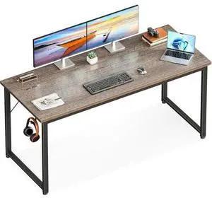 Casaottima 54 Inch Computer Desk for Home Office, Study Writing Table for Small Spaces, Simple Modern Desk with Headphone Hooks, Grey Oak Casaottima 54 Inch Computer Desk for Home Office, Study Writing Table for Small Spaces, Simple Modern Desk with Headphone Hooks, Grey Oak
