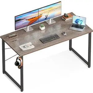 Casaottima 48 Inch Small Computer Desk for Home Office, Study Writing Table for Small Spaces, Simple Modern Desk with Headphone Hooks, Grey Oak Casaottima 48 Inch Small Computer Desk for Home Office, Study Writing Table for Small Spaces, Simple Modern Desk with Headphone Hooks, Grey Oak