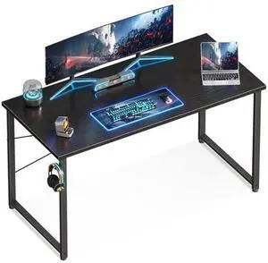 Casaottima 48 Inch Small Computer Desk for Home Office, Study Writing Table for Small Spaces, Simple Modern Desk with Headphone Hooks, Deep Black Casaottima 48 Inch Small Computer Desk for Home Office, Study Writing Table for Small Spaces, Simple Modern Desk with Headphone Hooks, Deep Black