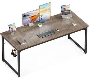Casaottima 63 Inch Computer Desk for Home Office, Study Writing Table for Small Spaces, Simple Modern Desk with Headphone Hooks, Grey Oak Casaottima 63 Inch Computer Desk for Home Office, Study Writing Table for Small Spaces, Simple Modern Desk with Headphone Hooks, Grey Oak