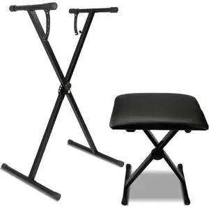 Ktaxon Single X Keyboard Stand and Bench Set, Adjustable Height Digital Piano Stand with Lockable Straps for 49 61 76 88 Keys Ktaxon Single X Keyboard Stand and Bench Set, Adjustable Height Digital Piano Stand with Lockable Straps for 49 61 76 88 Keys