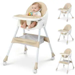 Ktaxon Foldable Baby High Chair, 2-in-1 Portable Convertible Highchair with 5-Point Safety Harness, Easy to Clean Tray and Storage Bag for Toddlers & Babies, Beige Ktaxon Foldable Baby High Chair, 2-in-1 Portable Convertible Highchair with 5-Point Safety Harness, Easy to Clean Tray and Storage Bag for Toddlers & Babies, Beige