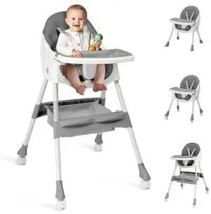Ktaxon Foldable Baby High Chair, 2-in-1 Portable Convertible Highchair with 5-Point Safety Harness, Easy to Clean Tray and Storage Bag for Toddlers & Babies, Grey Ktaxon Foldable Baby High Chair, 2-in-1 Portable Convertible Highchair with 5-Point Safety Harness, Easy to Clean Tray and Storage Bag for Toddlers & Babies, Grey