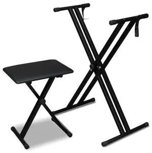 Ktaxon Double X Keyboard Stand and Bench Set, Adjustable Height Digital Piano Stand with Lockable Straps for 49 61 76 88 Keys Ktaxon Double X Keyboard Stand and Bench Set, Adjustable Height Digital Piano Stand with Lockable Straps for 49 61 76 88 Keys