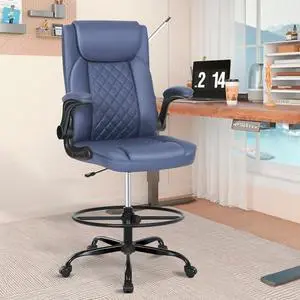 Misolant Drafting Chair, Tall Office Chair for Standing Desk, Standing Chair with Adjustable Height and Flip-up Armrest, PU Leather High Office Chair for Counter Height Desk Misolant Drafting Chair, Tall Office Chair for Standing Desk, Standing Chair with Adjustable Height and Flip-up Armrest, PU Leather High Office Chair for Counter Height Desk