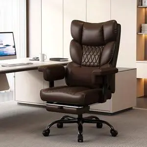 Misolant Big and Tall Office Chair with Footrest, High Back Executive Desk Chair with Adjustable Lift Armrest, 155°ReclineLumbar Support Pillow, Faux Leather Gaming Chairs for Home or Office Brown Misolant Big and Tall Office Chair with Footrest, High Back Executive Desk Chair with Adjustable Lift Armrest, 155°ReclineLumbar Support Pillow, Faux Leather Gaming Chairs for Home or Office Brown