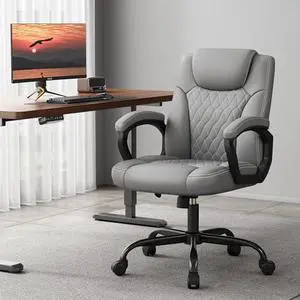 Misolant Office Chair, Executive Desk Chair, PU Leather Comfortable Ergonomic Chairs with Fixed Armrest, Adjustable Height, Rocking Function, 360° Swivel Wheels, Gray Misolant Office Chair, Executive Desk Chair, PU Leather Comfortable Ergonomic Chairs with Fixed Armrest, Adjustable Height, Rocking Function, 360° Swivel Wheels, Gray
