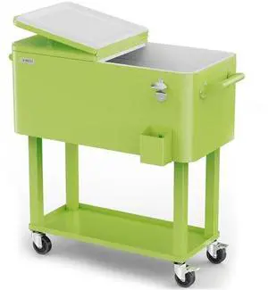 VINGLI Rolling Ice Chest, Portable Patio Party Bar Drink Cooler Cart, with Shelf, Beverage Pool with Bottle Opener VINGLI Rolling Ice Chest, Portable Patio Party Bar Drink Cooler Cart, with Shelf, Beverage Pool with Bottle Opener