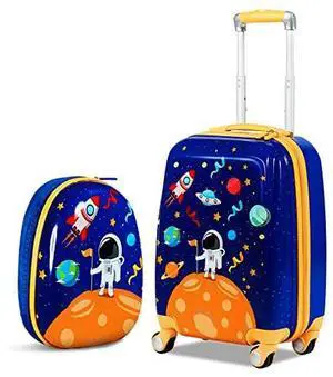 BABY JOY 2 PC Kids Carry On Luggage Set, 18" Toddler Trolley Case & 12" Backpack with Hard Shell & Rolling Wheel Design, Kids Suitcase for Boys Girls (Astronaut) BABY JOY 2 PC Kids Carry On Luggage Set, 18" Toddler Trolley Case & 12" Backpack with Hard Shell & Rolling Wheel Design, Kids Suitcase for Boys Girls (Astronaut)