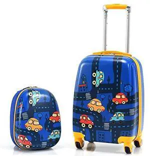 BABY JOY 2 PC Kids Carry On Luggage Set, 12 Backpack & 18 Toddler Suitcase, Hard Shell Travelling Case & Backpack w/ 4 Rotating Casters, Cute Rolling Trolley Case for Boys & Girls (Car) BABY JOY 2 PC Kids Carry On Luggage Set, 12 Backpack & 18 Toddler Suitcase, Hard Shell Travelling Case & Backpack w/ 4 Rotating Casters, Cute Rolling Trolley Case for Boys & Girls (Car)