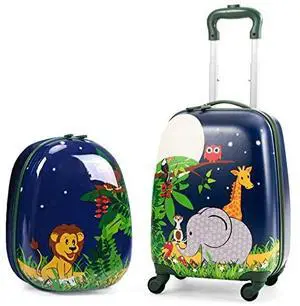 BABY JOY 2 PC Kids Luggage, 16" Toddlers Carry-on Suitcase & 12 Backpack Set, Children Travelling Case w/ 4 Casters & Retractable Handle, Lightweight Trolley Case for Boys & Girls (Elephant) BABY JOY 2 PC Kids Luggage, 16" Toddlers Carry-on Suitcase & 12 Backpack Set, Children Travelling Case w/ 4 Casters & Retractable Handle, Lightweight Trolley Case for Boys & Girls (Elephant)