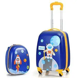 BABY JOY 2 Pieces Kids Luggage Set, 16" Toddlers Carry-on Suitcase & 12 Backpack Set, Children Travelling Case w/ 4 Casters & Retractable Handle, Lightweight Trolley Case for Boys & Girls (Astronaut) BABY JOY 2 Pieces Kids Luggage Set, 16" Toddlers Carry-on Suitcase & 12 Backpack Set, Children Travelling Case w/ 4 Casters & Retractable Handle, Lightweight Trolley Case for Boys & Girls (Astronaut)