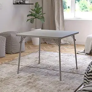 EMMA + OLIVER 33.5" Square Multipurpose Folding Card Table for 4 Players, Portable Square Folding Table with Padded Vinyl Top, Gray EMMA + OLIVER 33.5" Square Multipurpose Folding Card Table for 4 Players, Portable Square Folding Table with Padded Vinyl Top, Gray
