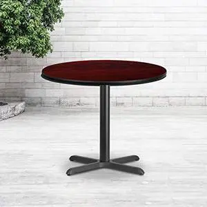 EMMA + OLIVER 36" RD Mahogany Laminate Table Top with 30"x30" Base EMMA + OLIVER 36" RD Mahogany Laminate Table Top with 30"x30" Base