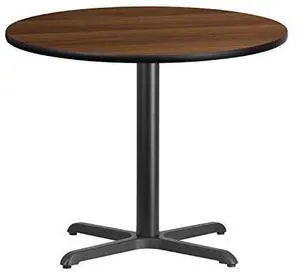 EMMA + OLIVER 36" Round Walnut Laminate Table Top with 30"x30" Table Height Base EMMA + OLIVER 36" Round Walnut Laminate Table Top with 30"x30" Table Height Base