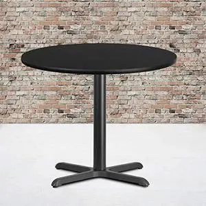 EMMA + OLIVER 36" Round Black Laminate Table Top with 30"x30" Table Height Base EMMA + OLIVER 36" Round Black Laminate Table Top with 30"x30" Table Height Base