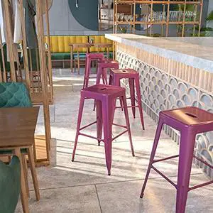 EMMA + OLIVER Commercial Grade 30" H Backless Purple Indoor-Outdoor Barstool EMMA + OLIVER Commercial Grade 30" H Backless Purple Indoor-Outdoor Barstool