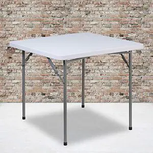 EMMA + OLIVER 2.81-Foot Square Granite White Plastic Folding Table - Card Table/Game Table EMMA + OLIVER 2.81-Foot Square Granite White Plastic Folding Table - Card Table/Game Table