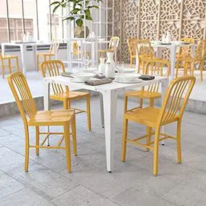 BizChair 2 Pack Yellow Metal Indoor-Outdoor Chair -Kitchen Chair - Restaurant Seating BizChair 2 Pack Yellow Metal Indoor-Outdoor Chair -Kitchen Chair - Restaurant Seating