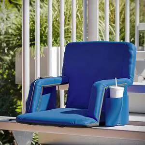 EMMA + OLIVER Mikki Portable Heated Reclining Stadium Chair with Armrests, Padded Back & Heated Seat with Dual Storage Pockets and Backpack Straps EMMA + OLIVER Mikki Portable Heated Reclining Stadium Chair with Armrests, Padded Back & Heated Seat with Dual Storage Pockets and Backpack Straps