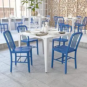 BizChair 2 Pack Blue Metal Indoor-Outdoor Chair - Kitchen Chair - Restaurant Seating BizChair 2 Pack Blue Metal Indoor-Outdoor Chair - Kitchen Chair - Restaurant Seating