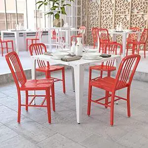 BizChair Commercial Grade 2 Pack Red Metal Indoor-Outdoor Chair BizChair Commercial Grade 2 Pack Red Metal Indoor-Outdoor Chair