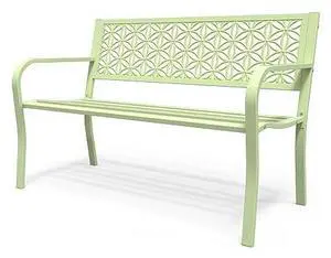 VINGLI 50" Outdoor Bench Metal with Floral Back, Garden Bench Front Porch Bench for Yard Patio Entryway Park Outside, 800lb Capacity - Green VINGLI 50" Outdoor Bench Metal with Floral Back, Garden Bench Front Porch Bench for Yard Patio Entryway Park Outside, 800lb Capacity - Green
