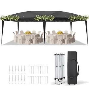 VINGLI 10'x20' Pop Up Canopy Tent with Carry Bag, Portable Instant Party Tent Waterproof Outdoor Canopy for Outdoor Events, Party, Wedding (Black) VINGLI 10'x20' Pop Up Canopy Tent with Carry Bag, Portable Instant Party Tent Waterproof Outdoor Canopy for Outdoor Events, Party, Wedding (Black)