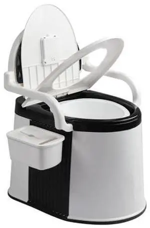 VINGLI Portable Toilet | Back & Handrail Design Commode with 5 Gallon Bucket Inner, Camping RV Toilet for Adult, Kids, Home, Boat, Van, Travel, Black VINGLI Portable Toilet | Back & Handrail Design Commode with 5 Gallon Bucket Inner, Camping RV Toilet for Adult, Kids, Home, Boat, Van, Travel, Black