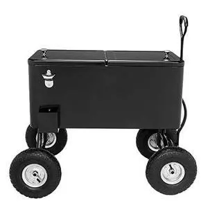 VINGLI 80 Quart Wagon Rolling Cooler Ice Chest, w/Long Handle and 10" Wheels, Portable Beach Patio Party Bar Cold Drink Beverage, Outdoor Park Cart on Wheels VINGLI 80 Quart Wagon Rolling Cooler Ice Chest, w/Long Handle and 10" Wheels, Portable Beach Patio Party Bar Cold Drink Beverage, Outdoor Park Cart on Wheels