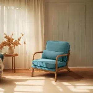 Bonnlo LinenTeal Mid Century Modern Accent Chair, Soild Wood Padding Lounge Armchairs Side Sitting Chairs for Living Room, Bedroom, Guest Room Bonnlo LinenTeal Mid Century Modern Accent Chair, Soild Wood Padding Lounge Armchairs Side Sitting Chairs for Living Room, Bedroom, Guest Room