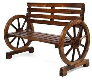 VINGLI Rustic Wooden Wheel Bench Outdoor Bench, Patio Bench Wagon Slatted Seat, Garden Benches for Outdoors 350lbs High Capacity, Weather Resistance (Rustic, 41in) VINGLI Rustic Wooden Wheel Bench Outdoor Bench, Patio Bench Wagon Slatted Seat, Garden Benches for Outdoors 350lbs High Capacity, Weather Resistance (Rustic, 41in)